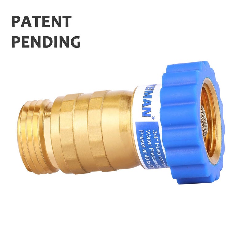 MEASUREMAN Lead-Free Brass, Water Pressure Regulator, Pressure Reducer for Camper, Trailer, RV, Garden, Plumbing System, 40-50 psi, 3/4"Hose - Image 2